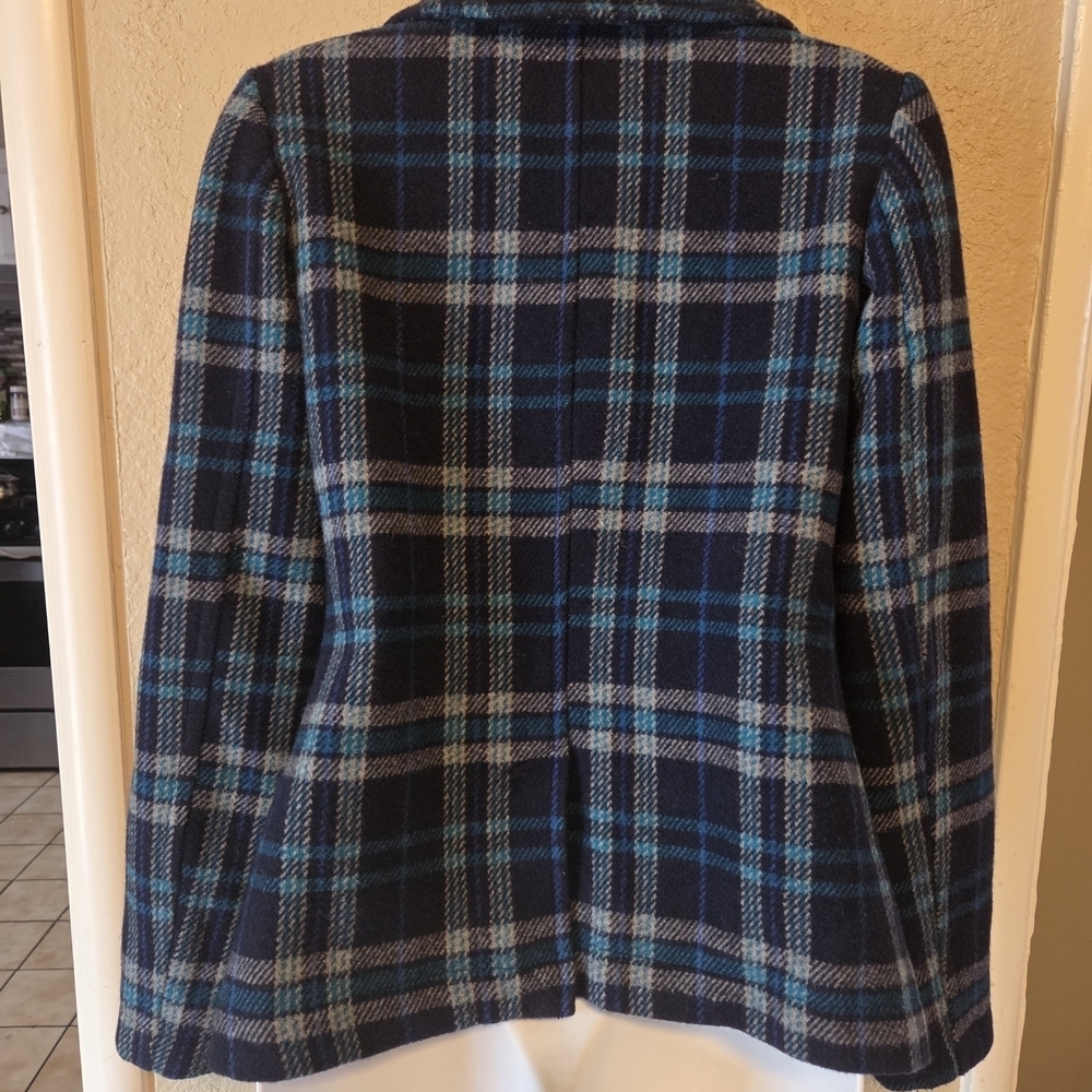 Aeropostale Blue and Black Plaid Peacoat - Picture 3 of 6